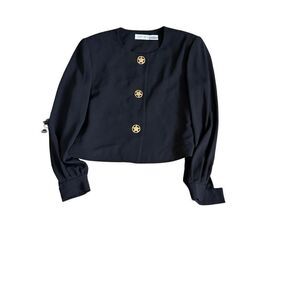 Vintage Liz Claiborne dress jacket gold tone decorative buttons black EUC